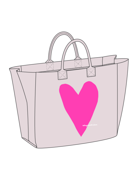 canvas bag heart One Size