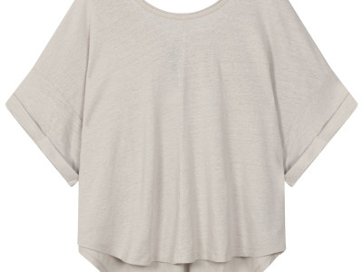 Wide Neck Tee Linen Silver White 34