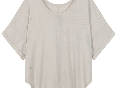 Wide Neck Tee Linen Silver White 34