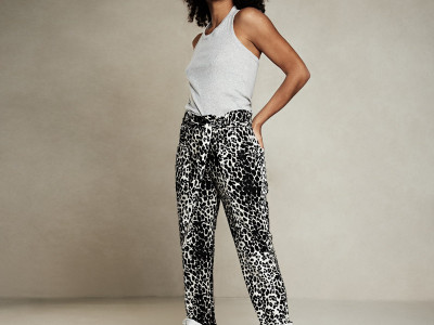 high waist jogger leopard ecru XS
