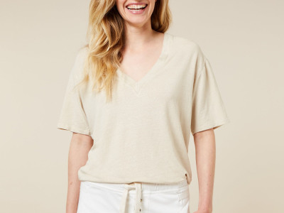 v-neck tee linen light sans XS